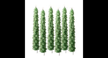 LED kerstboom dinerkaars - 6x - groen - 29 cm - batterijen - timer - kerstdiner kaars - kerstkaars