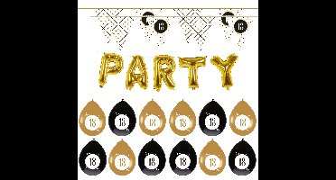 Leeftijd verjaardag 18 jaar geworden feestpakket vlaggetjes/ballonnen