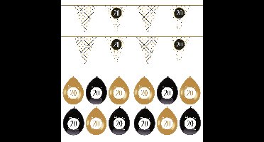 Leeftijd verjaardag 20 jaar geworden feestpakket vlaggetjes/ballonnen