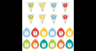 Leeftijd verjaardag 4 jaar geworden feestpakket vlaggetjes/ballonnen
