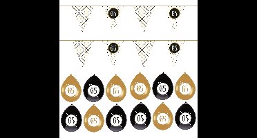 Leeftijd verjaardag 65 jaar geworden feestpakket vlaggetjes/ballonnen