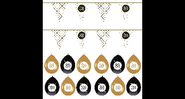 Leeftijd verjaardag 80 jaar geworden feestpakket vlaggetjes/ballonnen