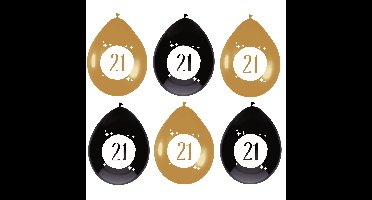 Leeftijd verjaardag thema ballonnen 21 jaar 6x stuks 30 cm