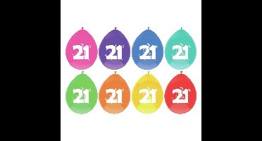 Leeftijd verjaardag thema ballonnen 21 jaar 8x stuks 29 cm