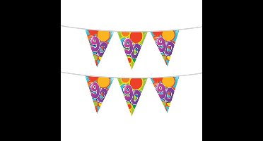 Leeftijd verjaardag thema vlaggenlijn - 2x stuks - 90 jaar - plastic - 10 meter - feest vlaggetjes