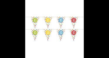Leeftijd Vlaggenlijn - 2x - 10 jaar - verjaardag versiering - vlaggetjes slinger - 6 m - kunststof