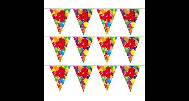 Leeftijd vlaggenlijn - 3x - 4 jaar - 10 meter - verjaardag versiering - vlaggetjes