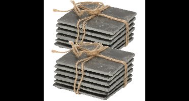 Leisteen onderzetters - 12x stuks - 10 x 10 cm - onderzetters voor glazen