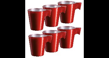 Lumicarc Espresso kopjes - 6x - rood metallic - koffiekopjes van 80 ml - 6 x 5.5 cm