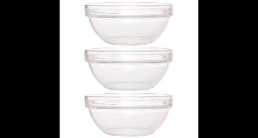 Luminarc glazen schaal/kom - 3x - Dia 20 cm - Sla/salade serveren - Schalen/kommen van glas