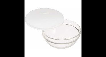 Luminarc Glazen schaal met deksel - 4x stuks - D20 cm - salade en snacks - stapelbaar - vaatwasserbe