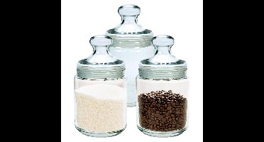 Luminarc Voorraadpot/bewaarpot - Set van 3x stuks - 750 ml - glas - met deksel - Voorraadbussen - 14