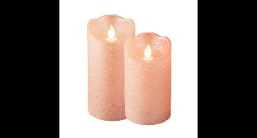 Lumineo LED kaarsen/stompkaarsen - set 2x st - lichtroze - D7,5 cm - met timer