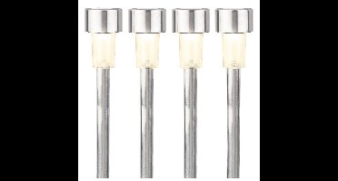 Lumineo Prikspot solar - 4x - LED - zilver - H36 cm - RVS