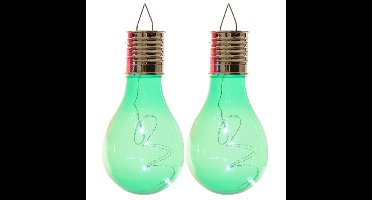 Lumineo solar tuin 4x stuks LED ophang verlichting/lampjes groen 14 x 8 cm