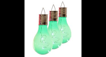 Lumineo solar tuin 6x stuks LED ophang verlichting/lampjes groen 14 x 8 cm