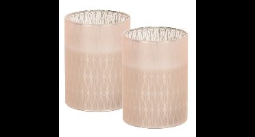 Luxe LED kaarsen - 2x st - in glas - warm wit - D7,5 x H10 cm