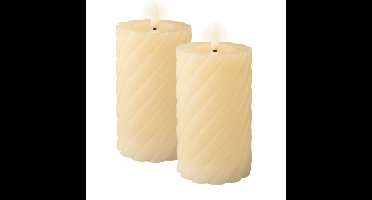 Luxe LED kaarsen/stompkaarsen - 2x - creme wit - D7,5 x H15 cm - timer