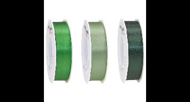 Luxe satijn cadeau/hobby sierlinten 2,5cm x 25m- 3x groen tinten mix