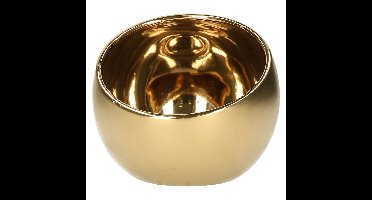 Luxe theelichthouder/kaarsenhouder - goud - keramiek - D15 x H13.5 cm