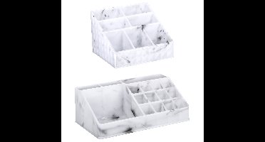 Make-up organizer set - 7 vaks en 16 vaks - marble look - kunststof