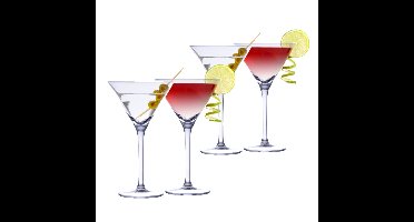 Martini cocktailglazen - glas - 8x stuks - 220 ml - Cocktail glazen - Cocktails drinken