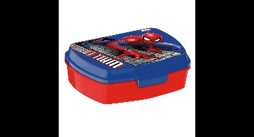 Marvel Spiderman broodtrommel/lunchbox voor kinderen - rood/blauw - kunststof - 20 x 10 cm