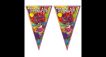 Mega vlag Sarah - 2x - 90 x 150 cm - polyester - 50 jaar verjaardag versiering