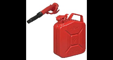 Metalen jerrycan rood voor brandstof 5 liter incl. schenktuit