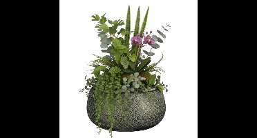 Mica decorations Bloempot / plantenpot schaal Madeira - groen - terracotta - 27 cm - schubbenpatroon
