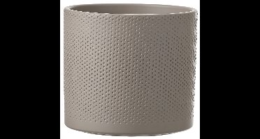 Mica Decorations Bloempot - taupe - relief - keramiek - 17 x 19 cm