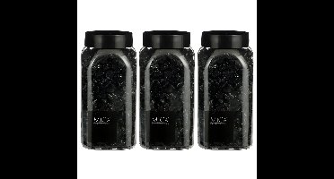 Mica Decorations decoratie steentjes - 3x - zwart - 1 kilo - 650ml - hobby steentjes