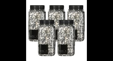 Mica Decorations decoratie steentjes - 5x - lichtgrijs - 650ml - hobby steentjes
