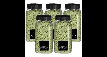 Mica Decorations decoratie steentjes - 5x - lichtgroen - 650ml - hobby steentjes