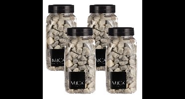 Mica Decorations decoratie stenen - 4x - 650ml - lichtgrijs mix - hobby steentjes