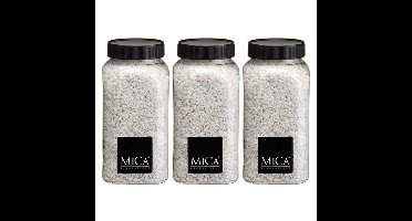 Mica Decorations decoratie stenen/granulaat - 3x - 650ml - wit - hobby steentjes