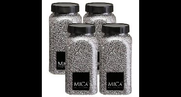 Mica Decorations decoratie stenen/granulaat - 4x - 650ml - zilver - hobby steentjes