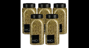 Mica Decorations decoratie stenen/granulaat - 5x - 650ml - goud - hobby steentjes