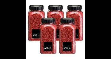 Mica Decorations decoratie stenen/granulaat - 5x - 650ml - rood - hobby steentjes