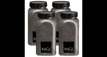 Mica Decorations decoratie zand - 4x - 650ml - donkergrijs - hobby zandkorrels - sierzand