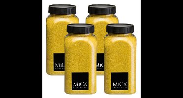Mica Decorations decoratie zand - 4x - 650ml - geel - hobby zandkorrels - sierzand
