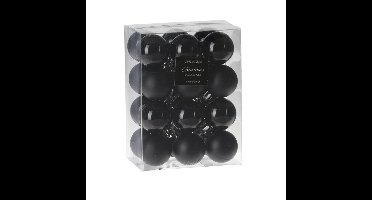 Mini kerstballen - 24x st - zwart - D3 cm - kunststof - kerstversiering - onbreekbaar
