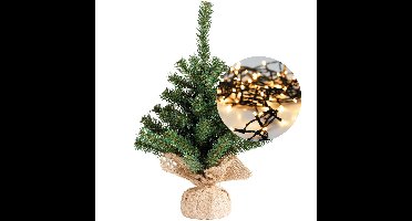 Mini kerstboom 45 cm - met kerstverlichting warm wit 300 cm - 40 leds