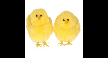 Mini kuikentjes - 4x - geel - pluche - 7,5 cm - Paaskuikentjes