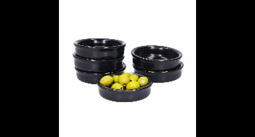 Mini tapas schaaltjes/bakjes - 18x - zwart - 7,5 cm - aardewerk saus schaaltjes