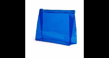Mini toilettas/make-up etui - blauw - 17 x 12 cm - Makeuptassen/Toilettassen - Make-up opbergen