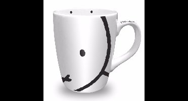 Mok/beker - Set van 4x stuks - Nijntje snoet - wit/zwart - 10 cm - 230 ml - porselein