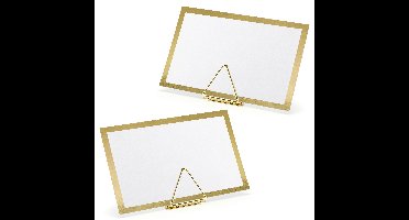 Naamkaartjes/plaatskaarten met houders - Driehoek - Bruiloft - 20x sets - goud