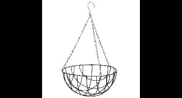 Nature Hanging basket - metaaldraad - donkergrijs - 17 x 35 cm - hangende bloemen