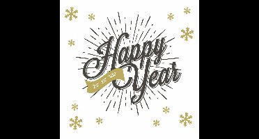 Nieuwjaar/oud en nieuw servetten - 20x st - 33 x 33 cm - Happy New Year